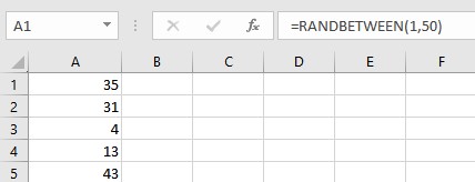 RANDBETWEEN number list