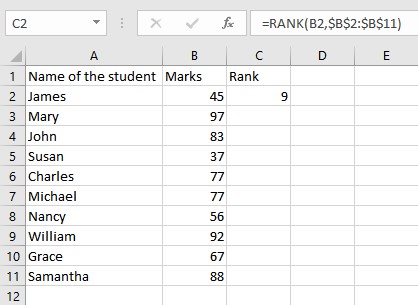 Rank In Excel
