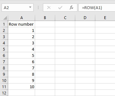 Number Rows in Excel