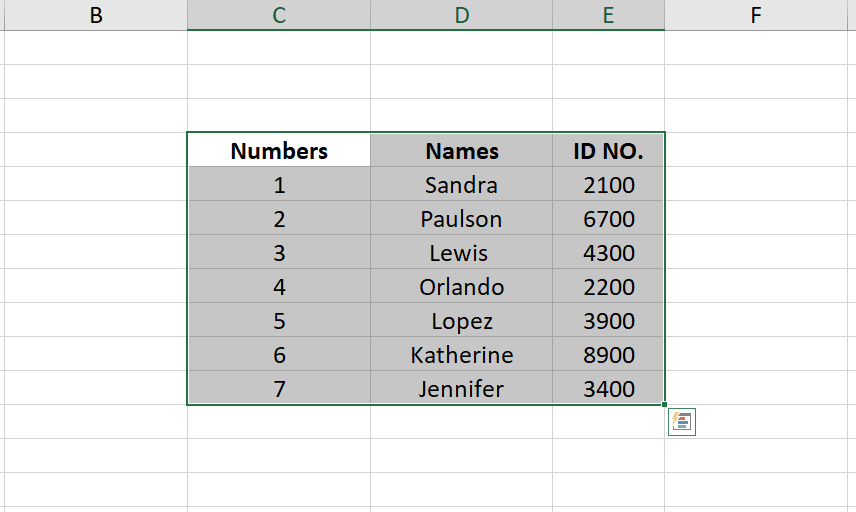 borders selected database