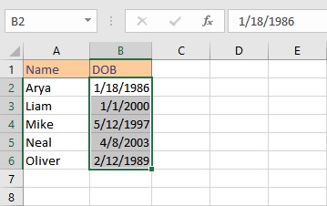 Sort Dates in Excel