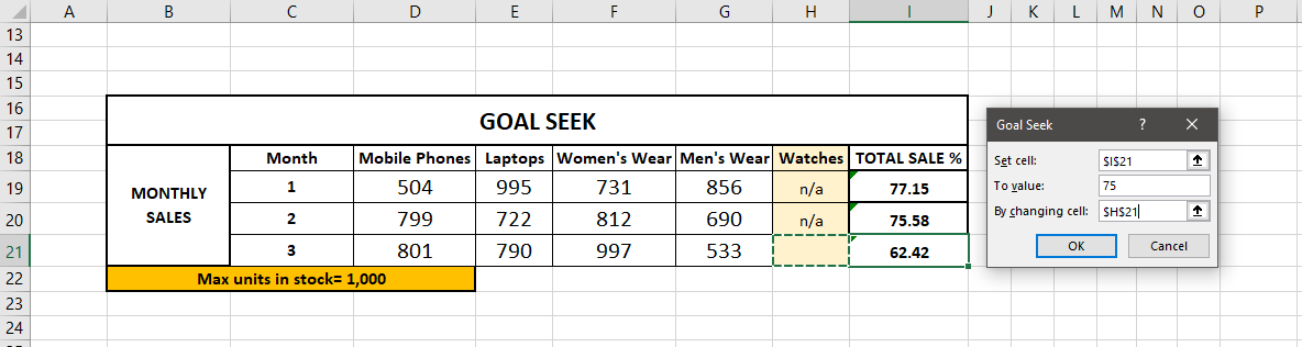 Goal Seek Options 