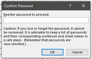 Confirm Password Password Protect an Excel File