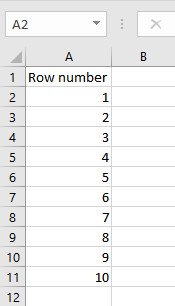 row fill 1 10