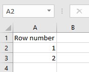 Number Rows in Excel