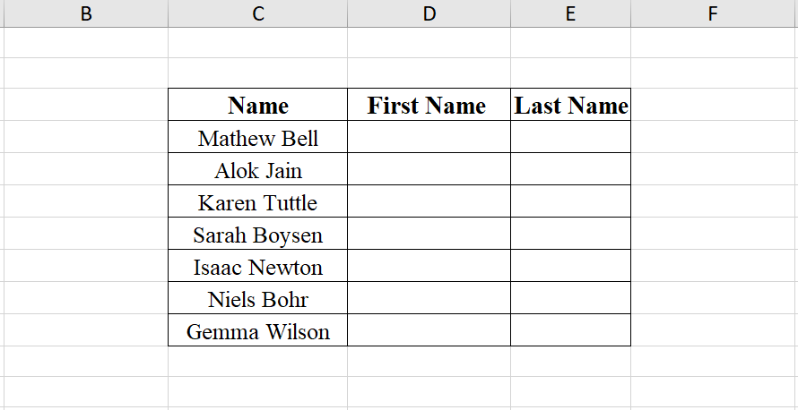 Sample List of Full Names