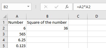 square of number by multiplication