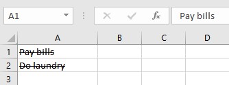 Strikethrough in Excel