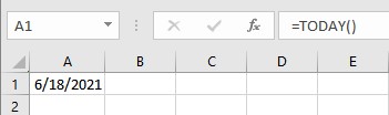 today's date in Excel