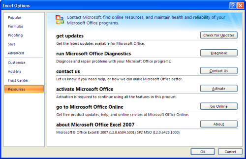 Excel 2007 Current Version 