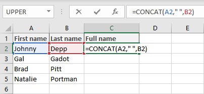 concatenate in Excel