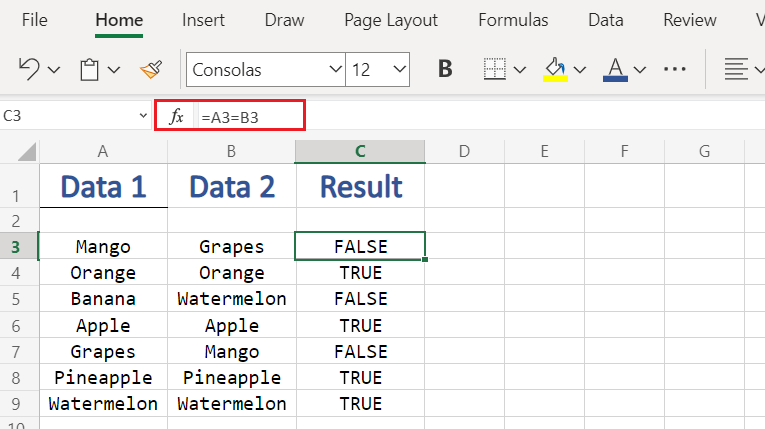 Compare Columns in Excel