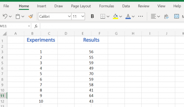 Excel Sample data to calculate Confidence Interval