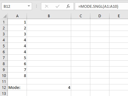 MODE.SNGL result