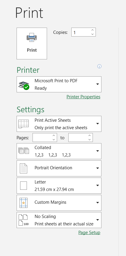 Print Options Menu Excel Print an Excel Spreadsheet