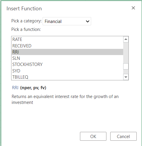 Selecting RRI Function