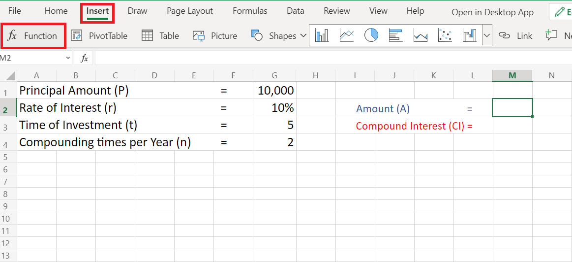 Using Function to calculate Compound Interest