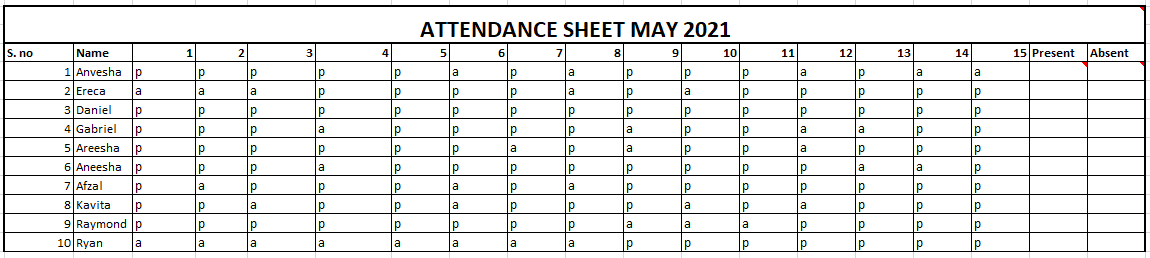 attendance sheet