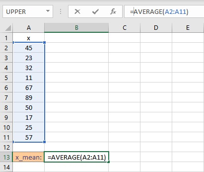 calculate standard error in excel