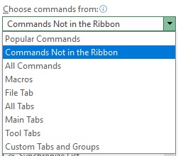 choose commands drop down