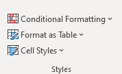 conditional formatting in styles tab 2