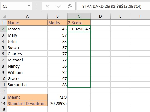 z score calculator from data set