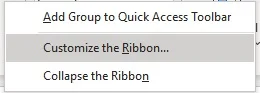 customize the ribbon option