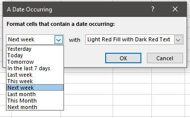 A Date Occurring Window