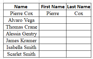 Example Provided for Flash Fill