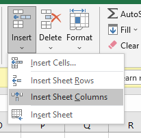 Insert Sheet Columns Option