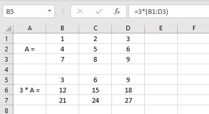 matrix multiplication by a scalar