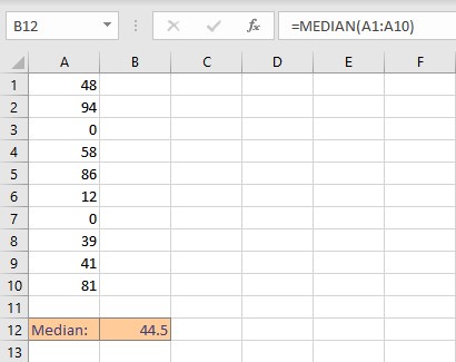 median inlcuding zeroes
