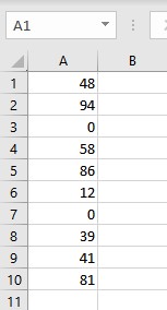 number list including zeroes