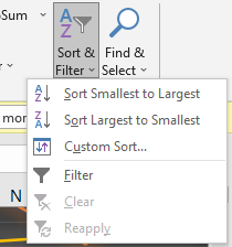 Sorting Data in Excel