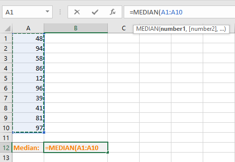 number selection for median