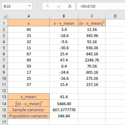 How to Calculate Variance in Excel? 19 pop variance result
