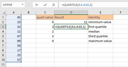 Find Quartiles in Excel