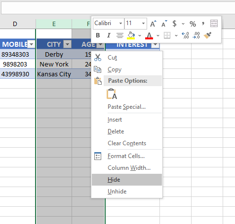 How to Hide and Unhide Columns in Excel? - QuickExcel