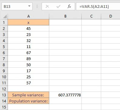 How to Calculate Variance in Excel? 21 sample variance by vars result