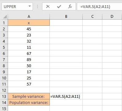 How to Calculate Variance in Excel? 20 sample variance by vars