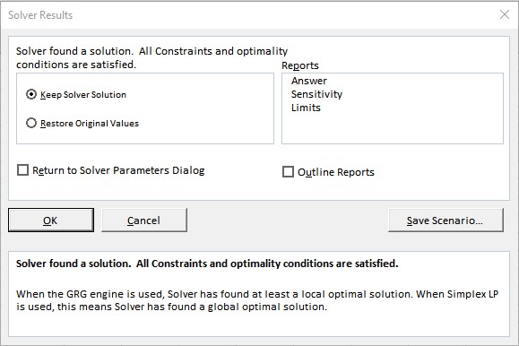 solver result dialog