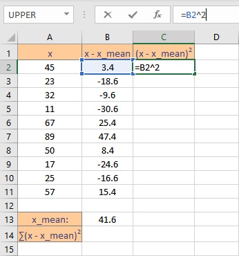 square of deviation 1