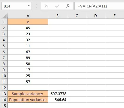How to Calculate Variance in Excel? 23 variance by varp result
