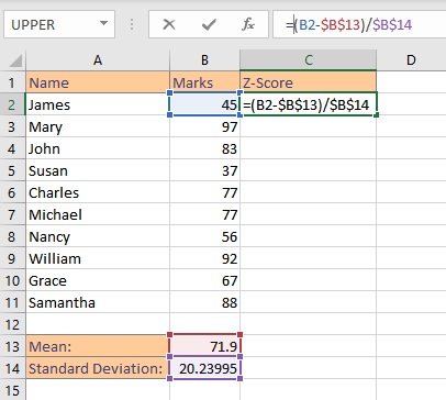 z score math formula