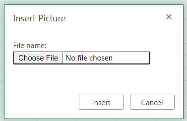 Insert image dialogue box in Excel