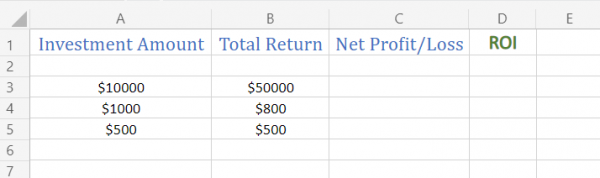 ROI in Excel - How to Calculate ROI in Excel - QuickExcel