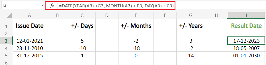 Add Or Subtract Days Months Years To A Date in Excel