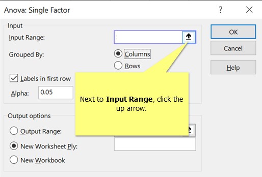 Anova input range in excel