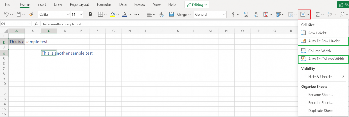 Auto Fit Option In Excel in Excel