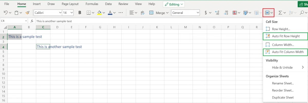 Auto Fit Option In Excel in Excel